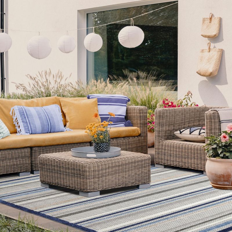 Coastal Geometric Casual Stripe Indoor Outdoor Area Rug by Blue Nile Mills, 3 of 10