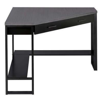 HomeRoots 42" Gray and Black Corner Computer Desk