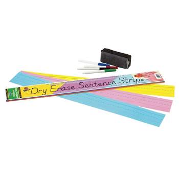 Pacon Dry Erase Sentence Strips, 3 x 24 Inches, Assorted Colors, Pack of 30