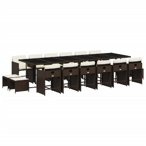 vidaXL 9 Piece Patio Dining Set with Cushions Poly Rattan - 1 of 4