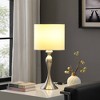Ore International 24.5" Bailey Chrome Modern Candlestick Metal Table Lamp Silver : Linen Shade, UL Listed, No Bulb Included - 3 of 4