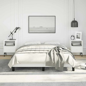Bed Frame White Faux leather, Plywood, Engineered wood Full - 1 of 4