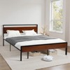 VEVOR King Size Bed Frame, 14 Inch Black Metal Platform Bed Frame with Retro Brown Wooden Headboard and Footboard, Large Under-Bed Storage, Brown - 2 of 4
