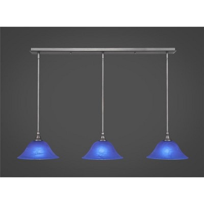 Toltec Lighting Any 3 - Light Chandelier in  Brushed Nickel with 10" Blue Italian  Shade