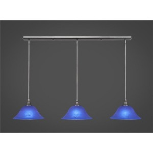 Toltec Lighting Any 3 - Light Chandelier in  Brushed Nickel with 10" Blue Italian  Shade - 1 of 1