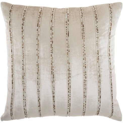 Accent Pillow-Navy Textured Stripes With Sequins 20X20