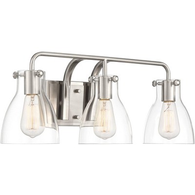 Elegant Brushed Nickel 29" Wall Light with Clear Glass Shades