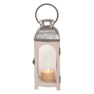 Transpac Wood 14 in. White Spring Classic Lantern Candle Holder (without Candle)