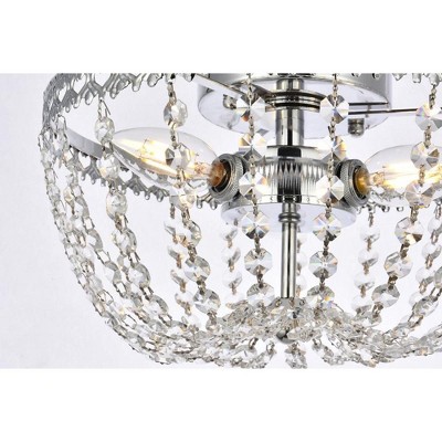 Elegant Chrome Crystal 3-Light Flush Mount with Hand Painted Finish