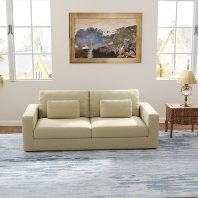 NicBex Oversized Upholstered Loveseat Sofa with Detachable Cover & Pillows,3-Seater Futon Couch Sofa for Living Room,Bedroom,Beige