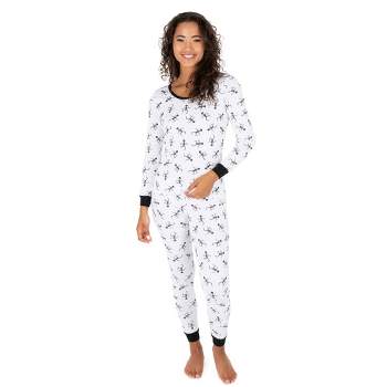 Leveret Womens Two Piece Cotton Halloween Pajamas Skeleton White S