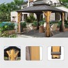 VisioGear Canopies and Gazebos, Gazebo with Double Roof Canopy, Gazebo Pavilion for Patio and Backyard, Brown, 144"*144"*122.16" - 3 of 4