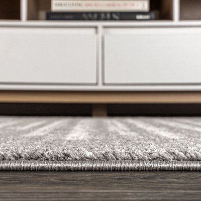 Bohemian Bliss Gray and Ivory Stripe 4' x 6' Synthetic Area Rug
