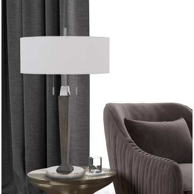 60w X 2 Drancy Metal Rubber Wood Desk Lamp Chrome Expresso Lamp Only Cal Lighting