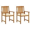 vidaXL Patio Chairs Outdoor Patio Dining Chair with Cushions Solid Wood Acacia - Cream 2 - 2 of 4