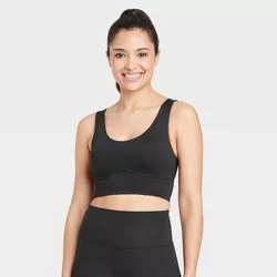 Women's Light Support Brushed Sculpt Bold Stitch Sports Bra - All in Motion™ Black XL