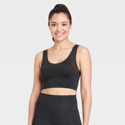 Women's Light Support Brushed Sculpt Bold Stitch Sports Bra - All In  Motion™ Black XS