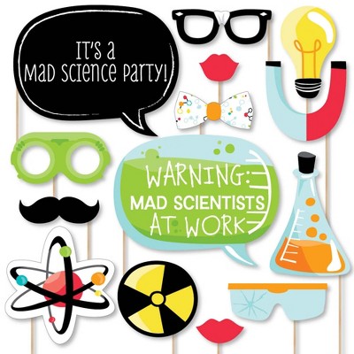 Big Dot of Happiness Scientist Lab - Mad Science Baby Shower or Birthday Party Photo Booth Props Kit - 20 Count