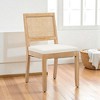 Mshliw Set of 2 Farmhouse Rattan Dining Chairs, Mid-Century Modern Linen Upholstered Kitchen Side Chairs with Cane Back and Solid Rubberwood Frame - 4 of 4