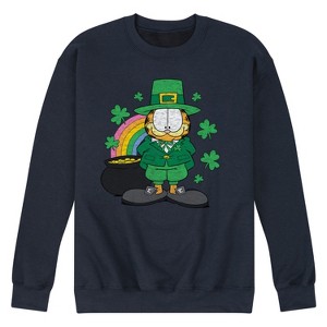 Men's - Garfield - Garfield Rainbow Shamrocks Patrick's Day Graphic Fleece Sweatshirt - 1 of 4