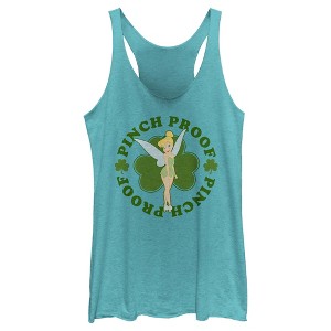 Women's Peter Pan St. Patrick's Day Pinch Proof Tinkerbell Racerback Tank Top - 1 of 4