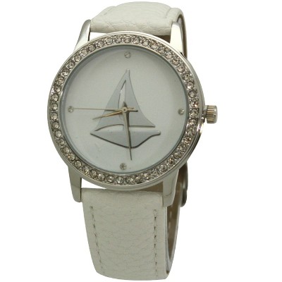 OLIVIA PRATT CLASSIC STYLE SAILBOAT LEATHER STRAP WATCH
