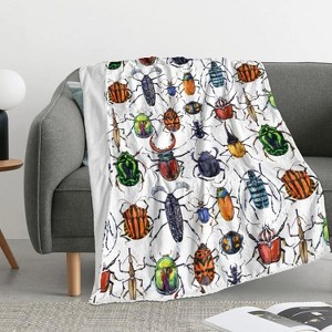 Lomsoe Merry Christmas Flannel Throw Blanket - Colorful Insect Printed, Soft Plush for Bedroom, Couch, Sofa. - 1 of 4