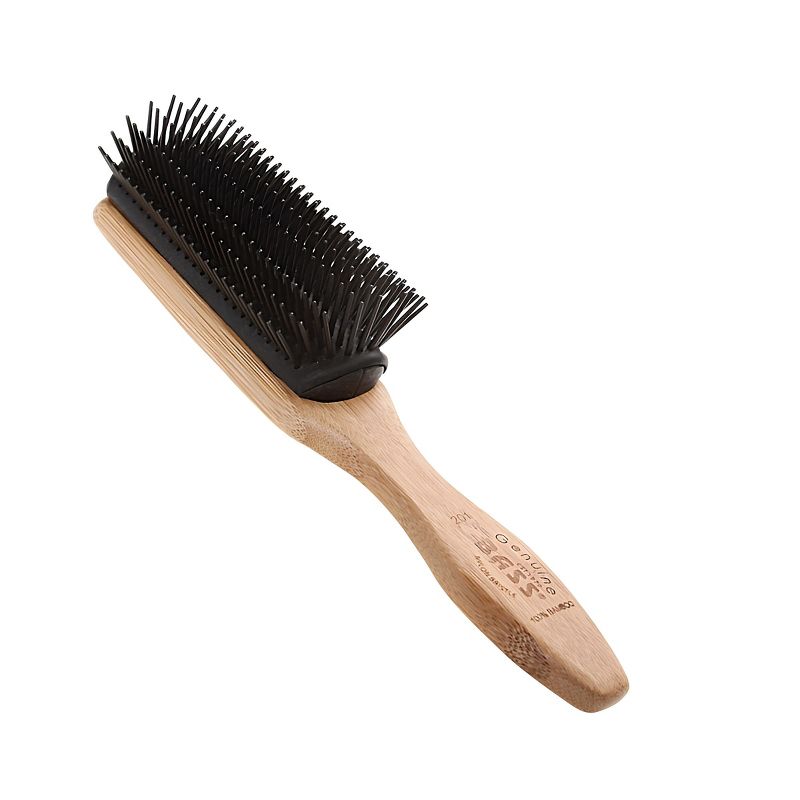 Bass Brushes Style & Detangle Hair Brush Premium Bamboo Handle with Professional Grade Nylon Pin 9 Row Black, 3 of 5