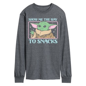 Men's - Star Wars - The Mandalorian Grogu The Way To Snacks Long Sleeve Graphic T-Shirt - 1 of 4