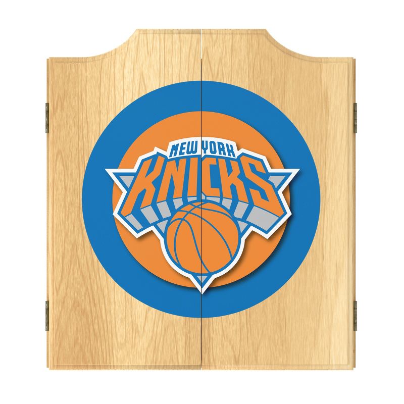 New York Knicks Logo Dart Board Cabinet Set, 1 of 6