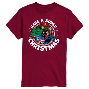 Men's - Marvel - Have A Super Christmas Avengers Short Sleeve Graphic T-Shirt - 1 of 3