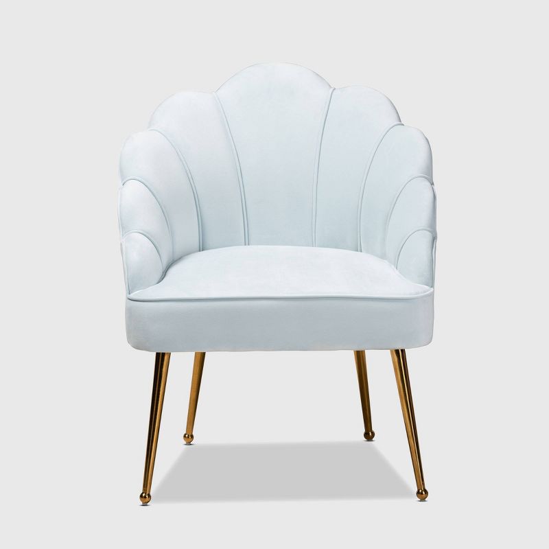Cinzia Velvet Upholstered Seashell Shaped Accent Chair - Baxton Studio, 3 of 13