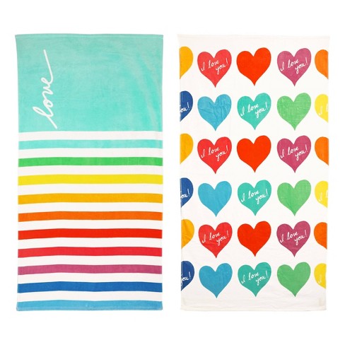 pink striped beach towels