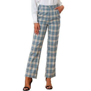 INSPIRE CHIC Women's Plaid Elastic Waist Casual Work Office Long Pants - 1 of 4