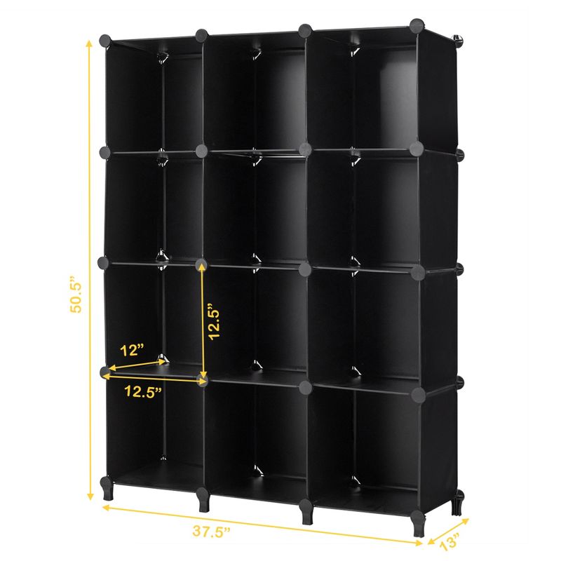 Costway 12 Cube Storage Organizer Plastic Organizer Units w/ Steel Frame Black, 2 of 11