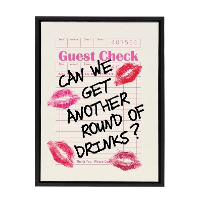 Black Framed Canvas with Guest Check Print, 18" x 24"