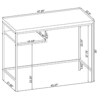 Weathered Gray and Chrome Home Office Desk with Drawer