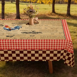 LOVEVOOK Checkered Tablecloth - Farmhouse Animals Table Covers, Farm Country Cow Rooster Plaid Table Clothes for Dining Room, Party, Home Decor - 1 of 4