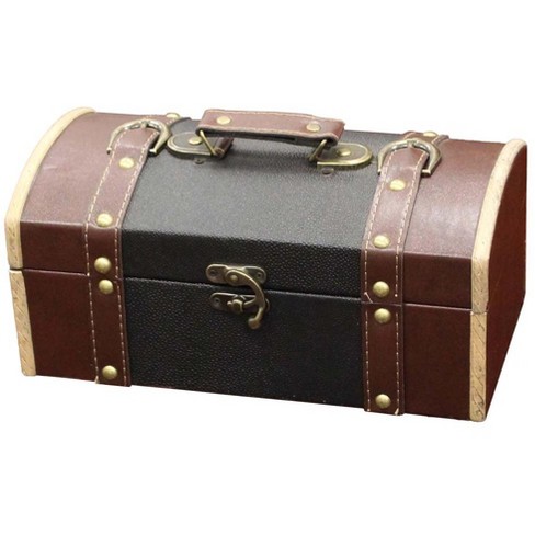 Vintage Inspired Decorative Wooden Treasure Chest and Shoe Box with Handle and Strap Ideal as Keepsake Box, Jewelry Box or Photo Storage Box - image 1 of 4