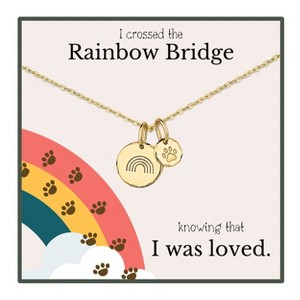 HOPE LOVE SHINE Pet Memorial Necklace Rainbow Bridge Dog Cat Loss Gift + Rainbow Paw Charm Pet Memorial Necklace  Gold / Silver - 1 of 1