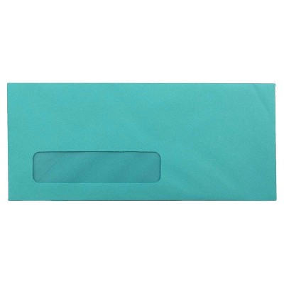 JAM Paper Brite Hue #10 Window Envelopes 4 1/8 X 9 1/2 50 per pack Sea Blue