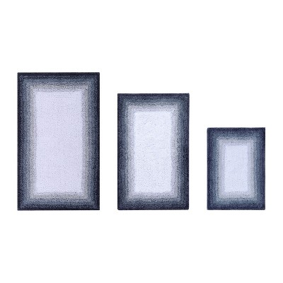 Torrent Collection 3 Piece 100% Soft Cotton Tufted Weave Bath Rug Set, Ombre Pattern, Super Soft & Absorbent, Machine Washable Bathroom Mats