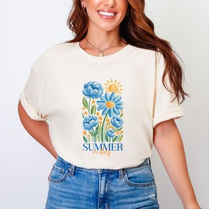 Simply Sage Market Summer Vibes Blue Flowers Garment Dyed Tee - 1 of 4