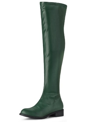 Allegra K Women's Zipped Low Block Heel Over Knee High Fashion Boots