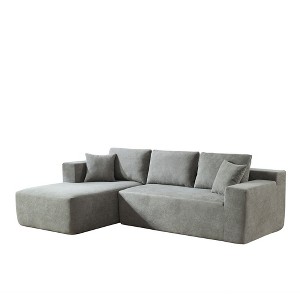 ChicFurnit Sectional Sofas Compressible Sofa Soft Chenille Fabric for Versatile Living Room Setup, Grey, 106.5"*67"*36" - 1 of 4