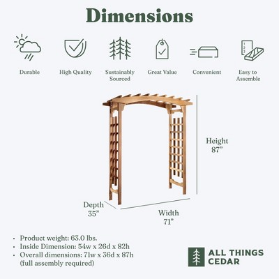 Beige Cedar Wood Garden Arbor with Lattice Sides