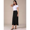 INSPIRE CHIC Women's Casual Elastic Waist Drawstring Stretchy Flare A-Line Maxi Skirt - 2 of 4