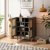4-Door Rattan Mesh Storage Cabinet, 8-Shelf Sideboard with Diamond Handles for Entryway/Living Room Storage, Natural/Black/Gray - ModernLuxe - 3 of 4