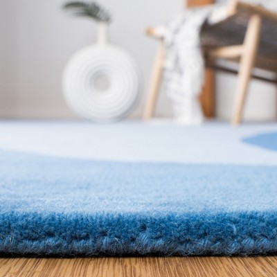 Artisan Blue Abstract Wool Tufted Rectangular Rug - 24x4