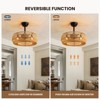 Ludomide 20" Farmhouse Caged Ceiling Fan with Lights and Remote, Low Profile Bladeless Boho Fandelier for Kitchen, Bedroom, Dining Room - 3 of 4